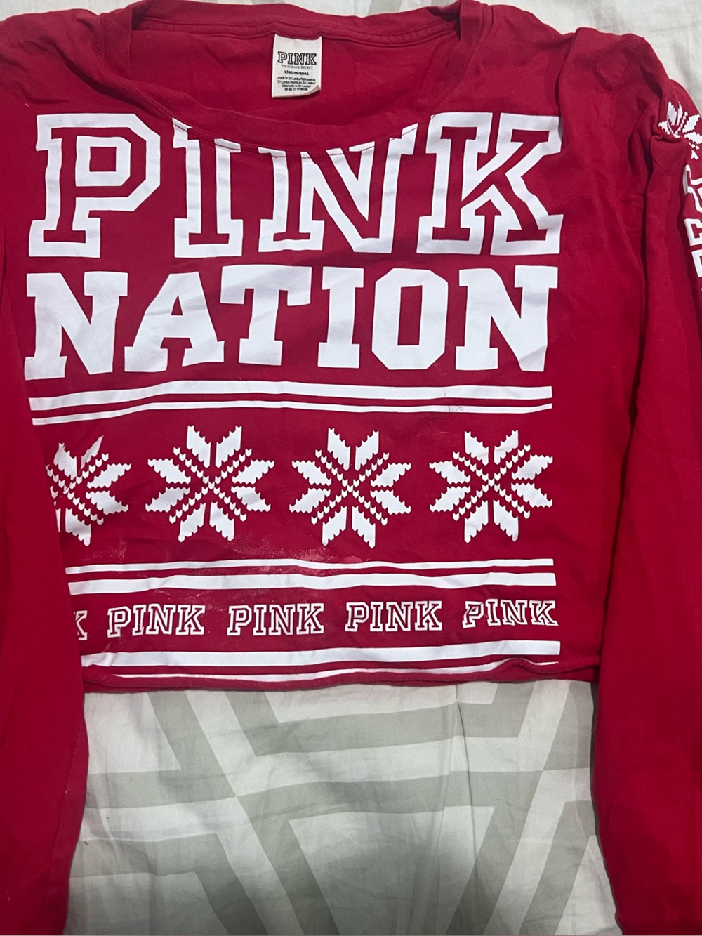 PINK Red Graphic Long sleeve shirt